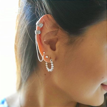 Piercing de pressão prata 925 - Estampado