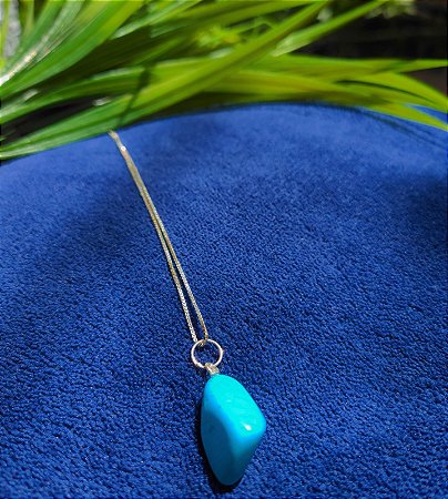 Corrente com Pingente Quartzo Azul