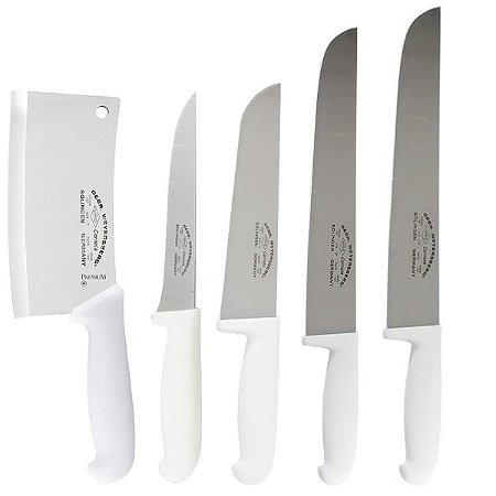 Kit 4 Facas Profissionais para Carne Churrasco Açougue 8,10,12pol + Cutelo - Corneta