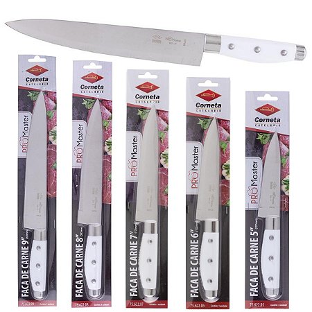 Kit 5 Facas de Cozinha Carne Legumes 5,6,7,8,9pol Pro Master Corneta
