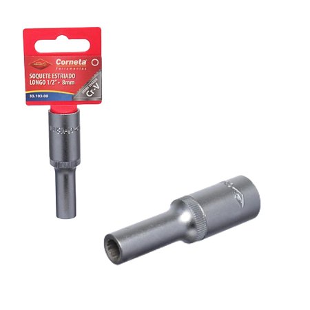 Soquete Profissional Estriado longo 1/2" | Opções 08-32mm