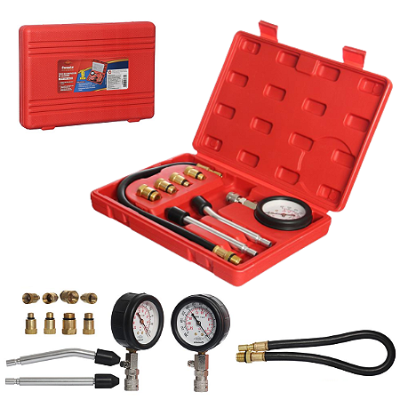 kit Teste Medidor de Compressão De Cilindro De Motor Carro E Moto 9pçs