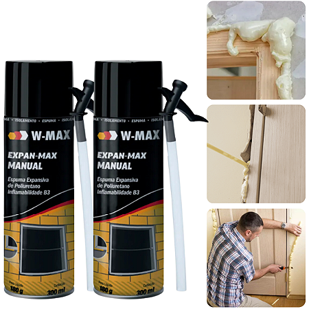 Kit 2 Espuma Expansiva 300ml Vedação Isolamento Porta Janela W-max
