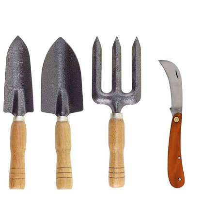 Kit Terra e Jardim + Canivete de Poda (4pçs)