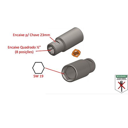 Soquete Especial Longo Vazado 1/2x19mm - CRKBTT6019