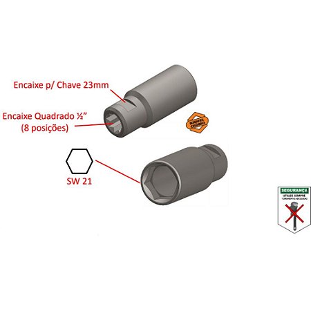Soquete Especial Longo Vazado 1/2x21mm - CRKBTT6021