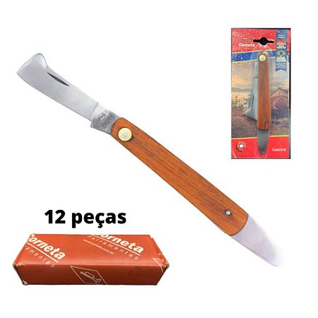 12 Pçs - Canivete Enxertia Espatula Inox Corneta (-30% off)