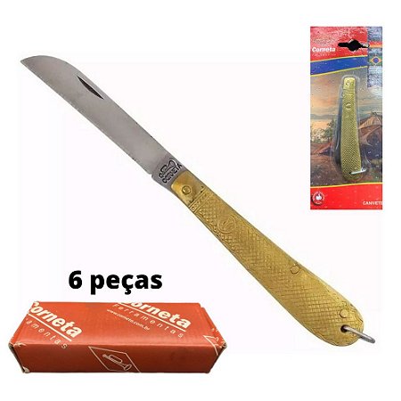 6 Pçs - Canivete Latão Escama Dourado Inox Corneta (-20% off)