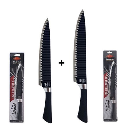 Kit 2 Facas Shark Chef Profissional Carne Sushi 8" e 10" - Corneta