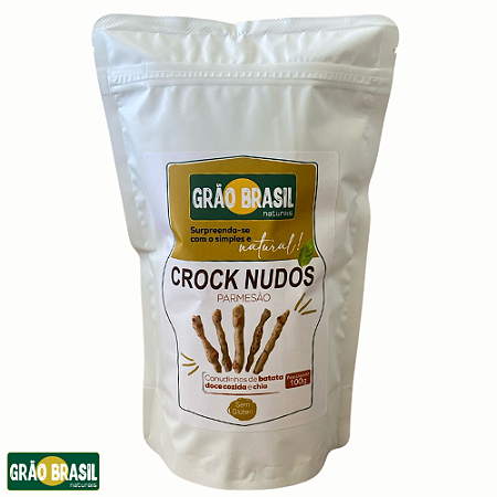 Crock Nudos Sabor Parmesão 100g- Canudinhos de Batata Doce com Chia