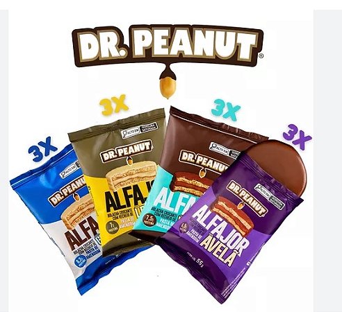 3 unidades Alfajor Zero açúcar (55g) - Dr Peanut - Perfect Health