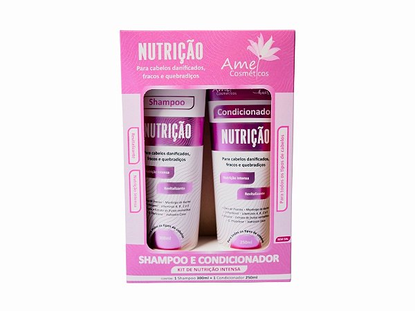 Kit 1 Shampoo 300ml + 1 Condicionador 250ml Nutrição Intensa - Amei Cosméticos
