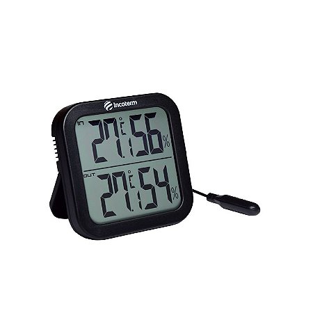 Termo-Higrômetro Digital com Temperatura e Umidade Interna e Externa Preto Incoterm T-THI-0020.00