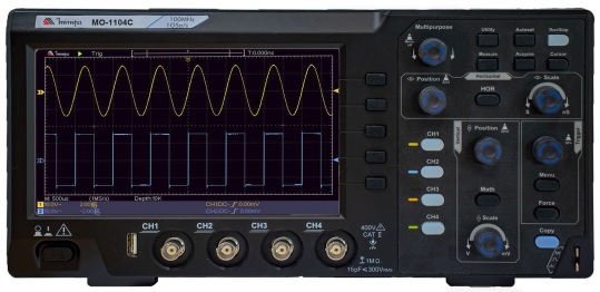 Osciloscópio Digital 4 Canais, Colorido, Interface USB, Banda de Frequência 100 MHz, 1GS/s - Minipa MO-1104C