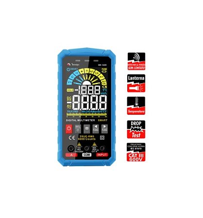 Multímetro SMART Digital 6000 contagens / CAT III - 600V / TRUE RMS Minipa SM-1600