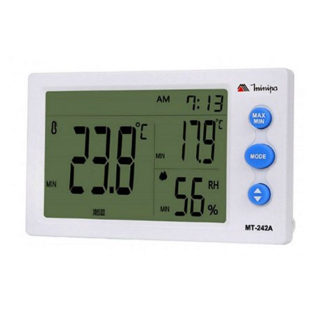 Relógio Termo-Higrômetro Int / Visor Maior / Display branco - Minipa MT-242A