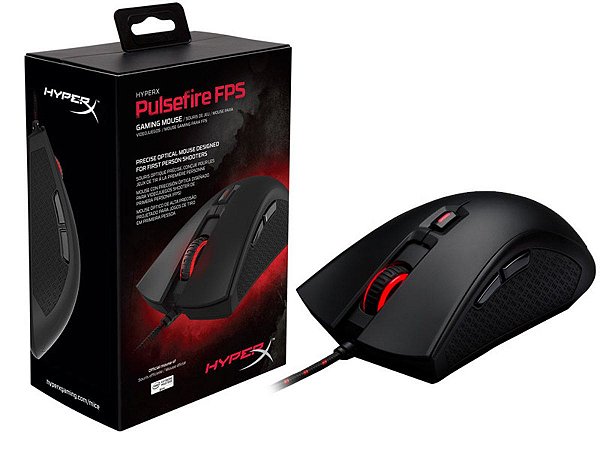 Mouse Gamer HyperX Pulsefire FPS HX-MC001A/AM Kingston Preto com Vermelho