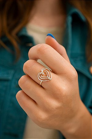 Anel Coração Vazado Prata 925