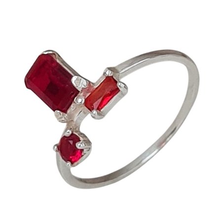 Anel Granada Retangular Prata 925