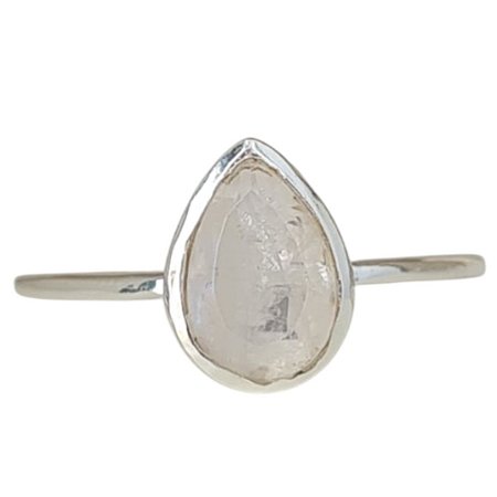 Anel Pedra da Lua Gota Slim de Prata 925