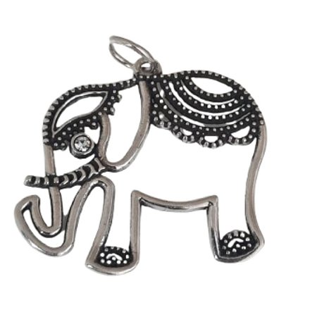 Pingente Elefante Zircônia de Prata 925