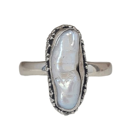 Anel Pérola Barroca Indiano Prata 925