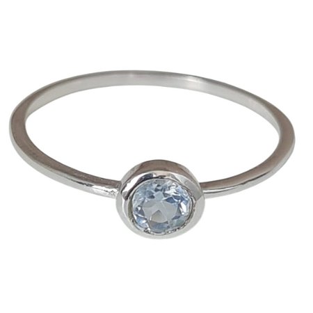 Anel Água Marinha Redondo Minimalista Prata 925