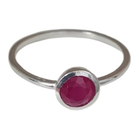 Anel Rubi Redondo Minimalista Prata 925