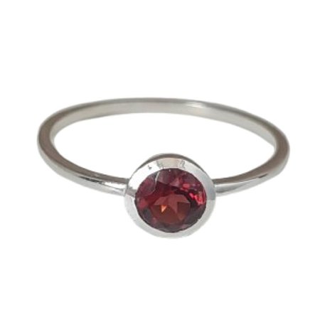 Anel Granada Redondo Minimalista Prata 925