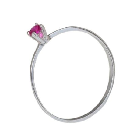 Anel Solitário Pink Minimalista Chic de Prata 925