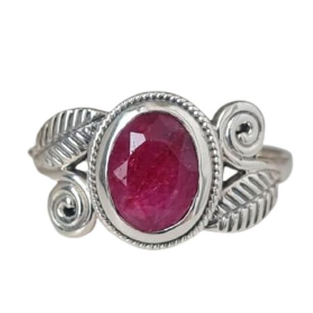 Anel Rubi Folhas Prata 925