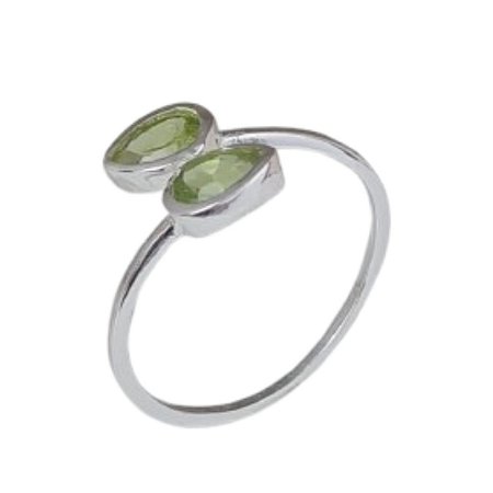 Anel Peridoto Duplo de Prata 925
