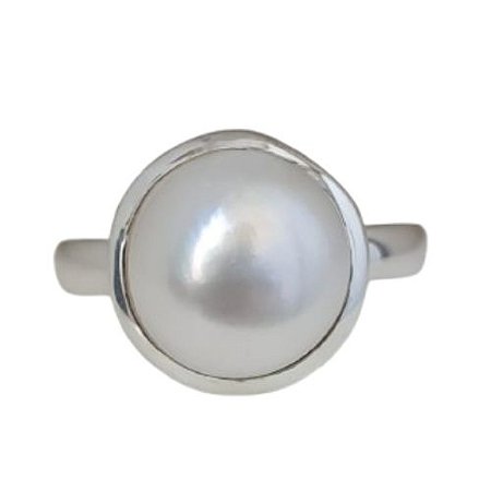 Anel Pérola Barroca Redondo Prata 925