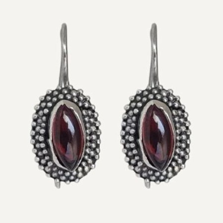 Brinco Granada Bolinha Prata 925