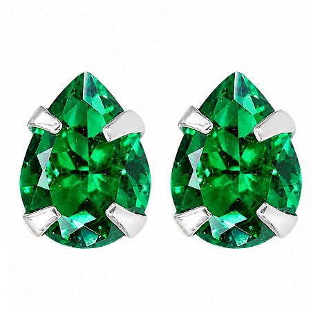 Brinco Esmeralda Gota Prata 925