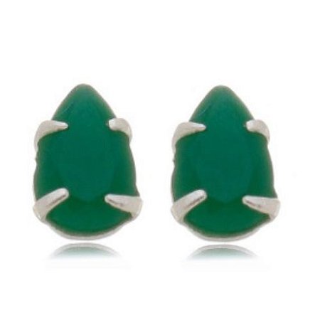 Brinco Esmeralda Gota Prata 925