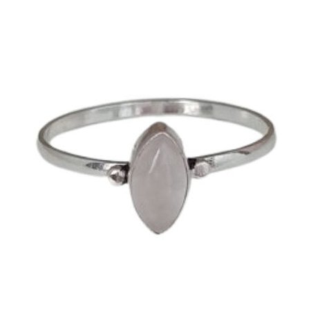 Anel Quartzo Rosa Navete de Prata 925