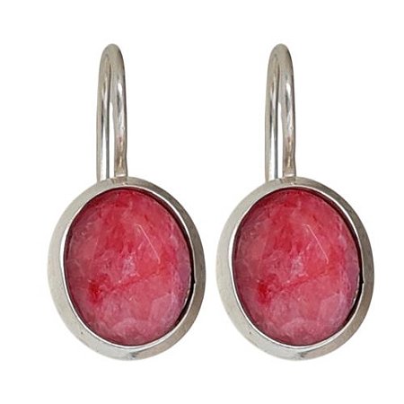 Brinco Rubi Oval de Prata 925