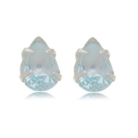 Brinco Água Marinha Zircônia Prata 925