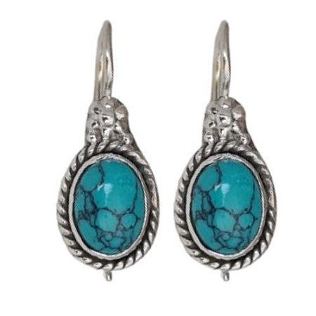 Brinco Turquesa Oval de Prata 925