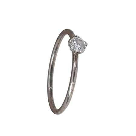 Anel Solitário Minimalista P de Prata 925