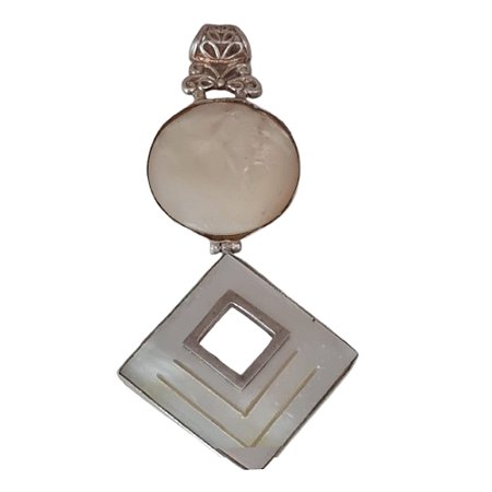 Pingente Madrepérola Duplo de Prata 925