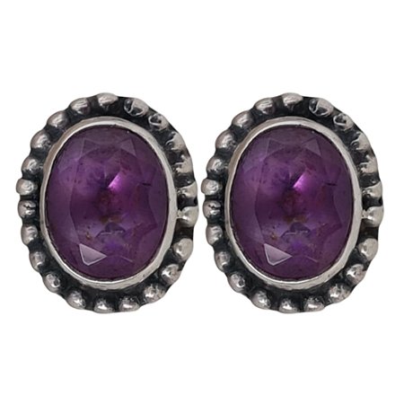 BRINCO AMETISTA OVAL DE PRATA 925