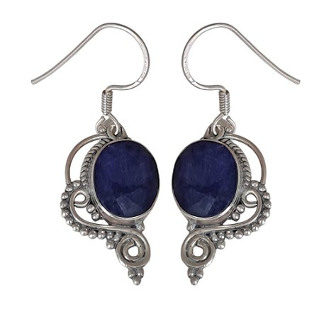 Brinco Safira Indiana Boho de Prata 925