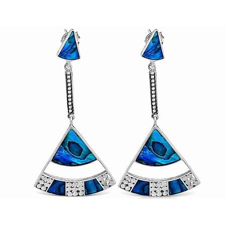 Brinco Abalone Azul de Prata 925