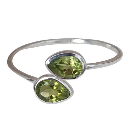 Anel Peridoto Duplo Prata 925