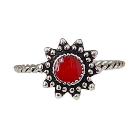 Anel Coral de Prata 925