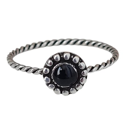 Anel Ônix Redondo de Prata 925