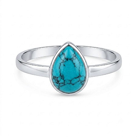 Anel Turquesa Gota de Prata 925