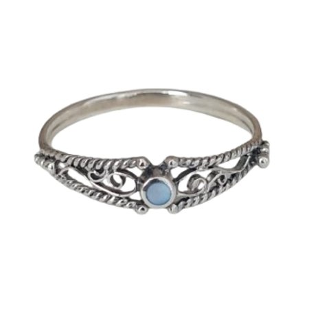 Anel Madrepérola Azul Indianinho Prata 925